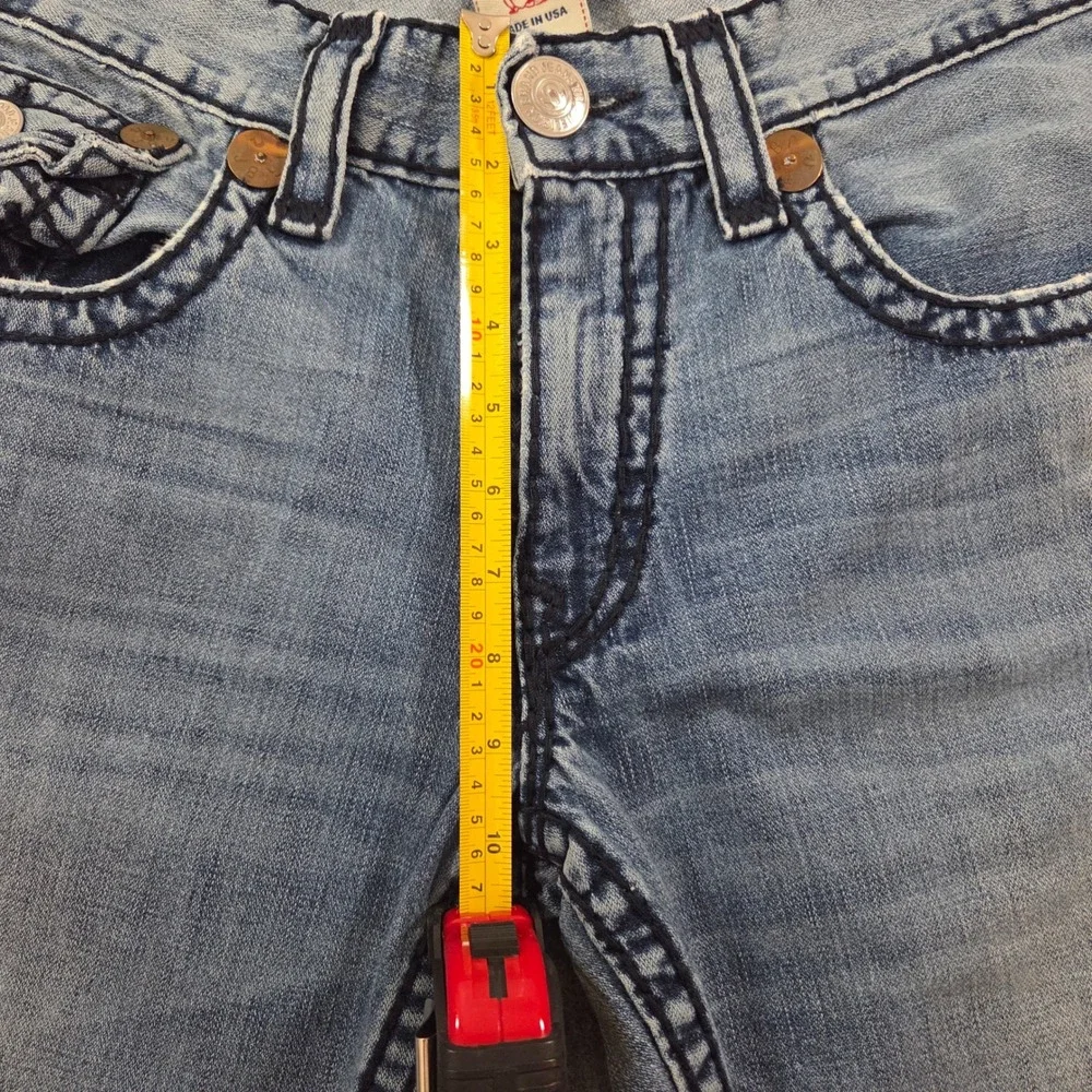 True Religion Billy Super T Jeans Mens 36 Made USA Light Wash Flap Bootcut Y2K